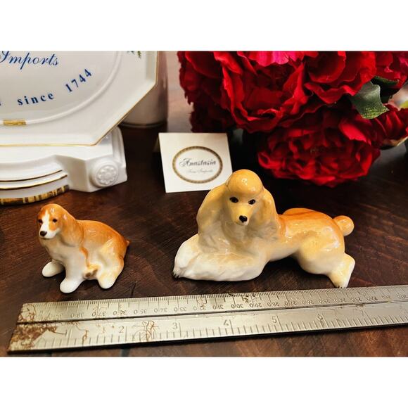 2 Lomonosov Russian Porcelain Poodle Spaniel DOG Figurine Set LOMONOSOV LFZ New - Picture 1 of 11